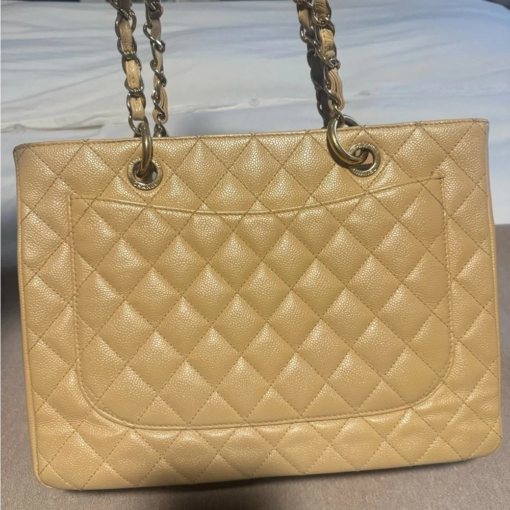 Chanel Caviar Quilted Grand Shopping Tote GST Beige Clair GHW